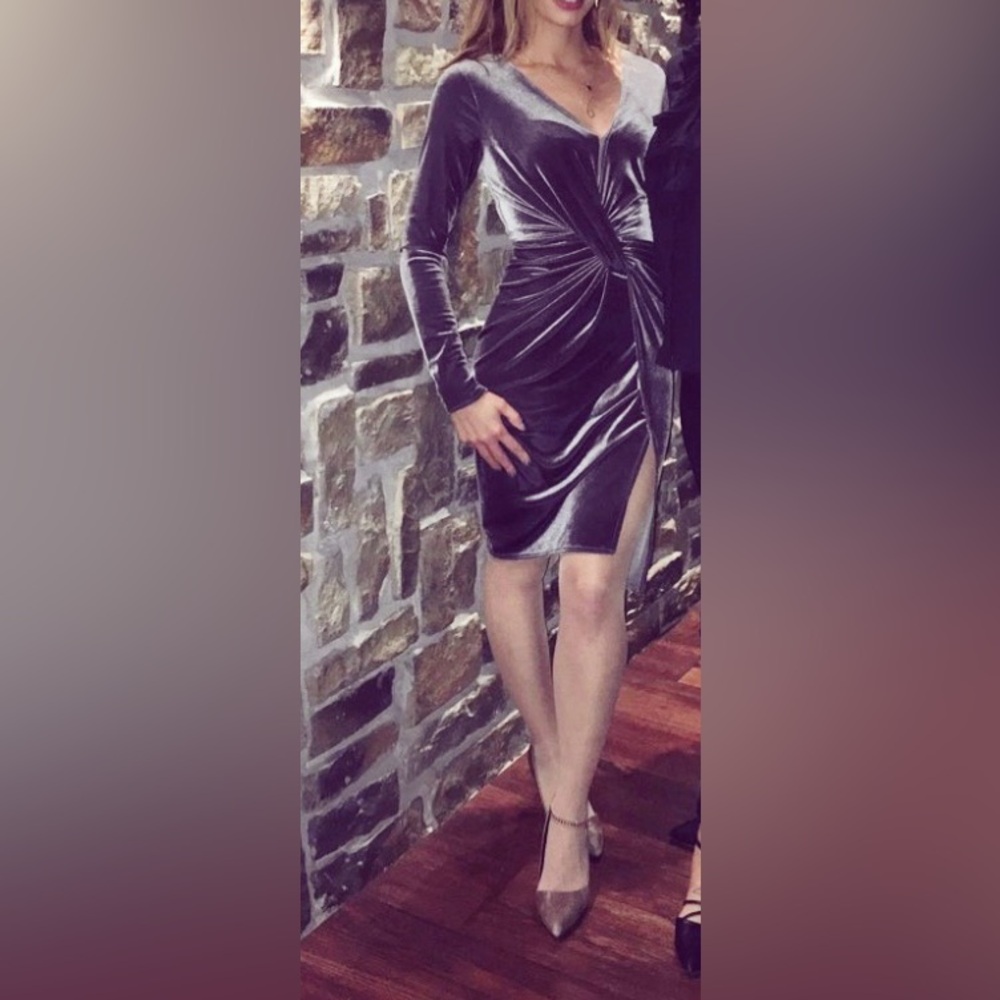 Elegant Velvet Dress with Side Slit